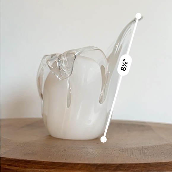 Murano Style White and Clear Tulip Vase Votive Candle Holder  Handmade in Italy - Picture 13 of 14